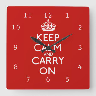 Keep Calm and Carry On スクエア壁時計