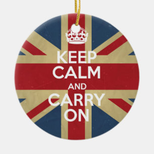 Keep Calm and Carry On セラミックオーナメント