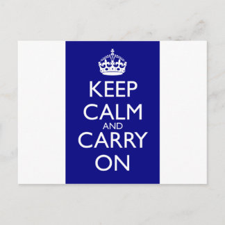 Keep Calm and Carry On：ネイビーブルー ポストカード