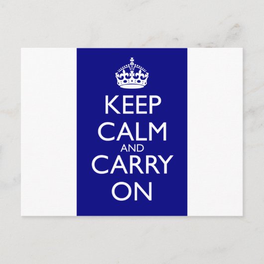 Keep Calm and Carry On：ネイビーブルー ポストカード (正面)