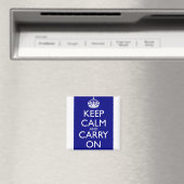 Keep Calm and Carry On：ネイビーブルー マグネット (インサイチュ (食洗機))