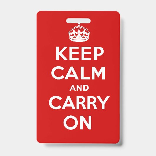 Keep Calm and Carry On バッジ (表面)