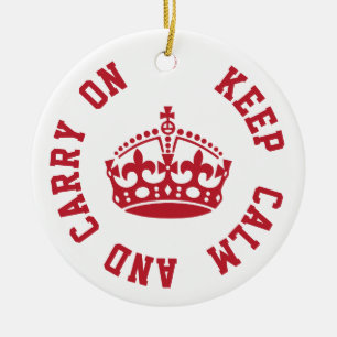 Keep Calm and Carry On-パーソナライズされた文字 セラミックオーナメント