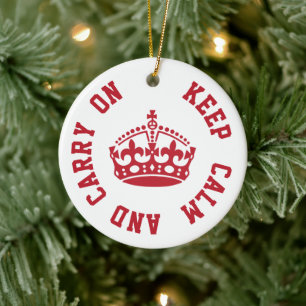 Keep Calm and Carry On-パーソナライズされた文字 セラミックオーナメント