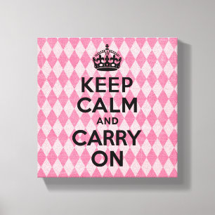 Keep Calm and Carry On·ピンク·ダイヤモンド キャンバスプリント
