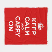 Keep Calm and Carry On フリースブランケット (正面(横))