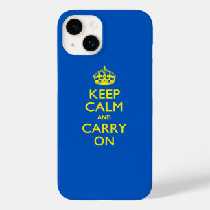 KEEP CALM AND CARRY ON ブルーデコレーション Case-Mate iPhone 14ケース