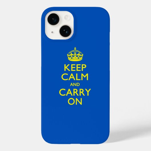KEEP CALM AND CARRY ON ブルーデコレーション Case-Mate iPhoneケース (裏面)