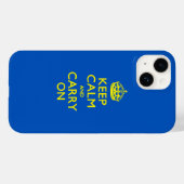 KEEP CALM AND CARRY ON ブルーデコレーション Case-Mate iPhoneケース (裏面 (横))