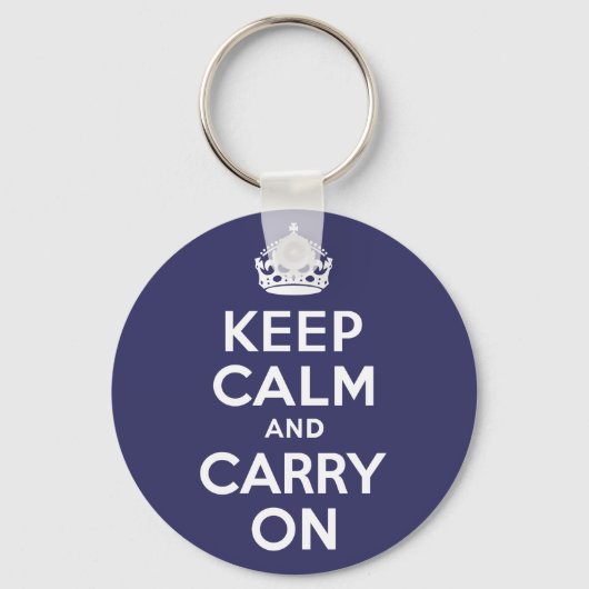 Keep Calm and Carry On。ホワイト.価最高の格！ キーホルダー (正面)