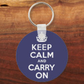Keep Calm and Carry On。ホワイト.価最高の格！ キーホルダー (正面)