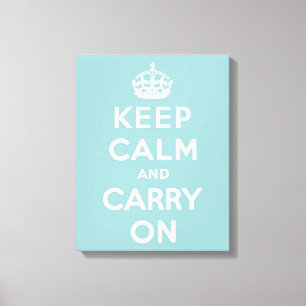 Keep Calm and Carry On ライトブルー キャンバスプリント