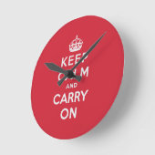 Keep Calm and Carry On ラウンド壁時計 (傾斜)