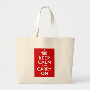 Keep Calm and Carry On ラージトートバッグ