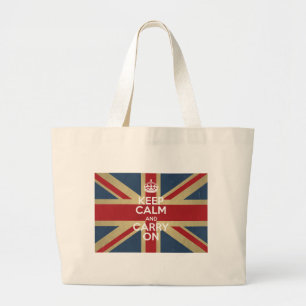 Keep Calm and Carry On ラージトートバッグ