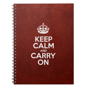 Keep Calm and Carry On、レッドレザー、タイポグラフィ ノートブック