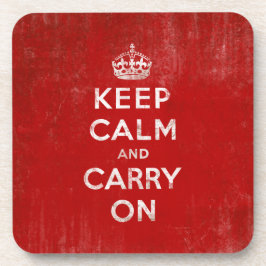 Keep Calm and Carry On、ヴィンテージ 赤と白 コースター