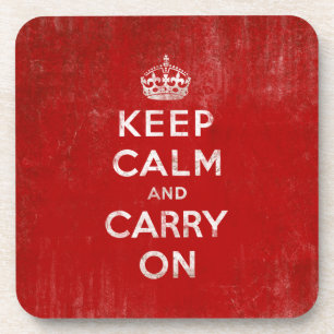 Keep Calm and Carry On、ヴィンテージ 赤と白 コースター