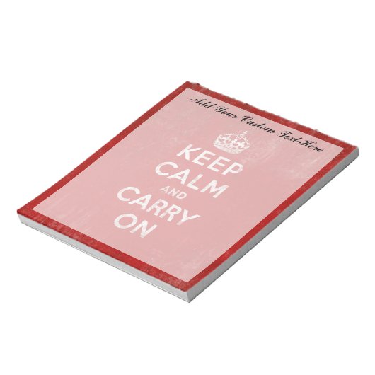 Keep Calm and Carry On、ヴィンテージ 赤と白 ノートパッド (回転)
