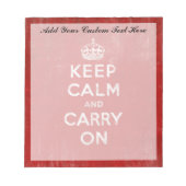 Keep Calm and Carry On、ヴィンテージ 赤と白 ノートパッド (正面)