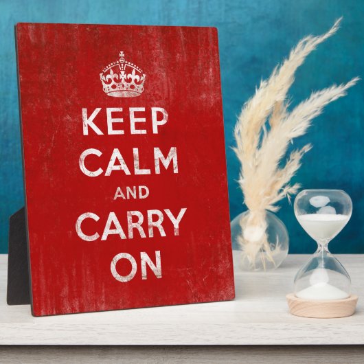 Keep Calm and Carry On、ヴィンテージ 赤と白 フォトプラーク (側面)