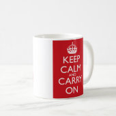 Keep Calm and Carry On: 消防車の赤 コーヒーマグカップ (正面右)