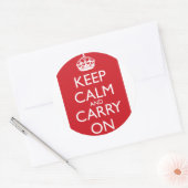 Keep Calm and Carry On：消防車の赤 ラウンドシール (封筒)