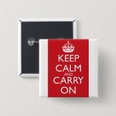 Keep Calm and Carry On: 消防車の赤 缶バッジ (正面&裏面)