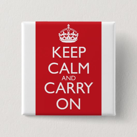 Keep Calm and Carry On: 消防車の赤 缶バッジ (正面)