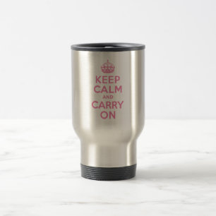 Keep Calm and Carry On。 淡いピンク。 最も最高のな価格 トラベルマグ