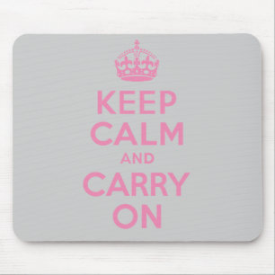Keep Calm and Carry On。 淡いピンク。 最も最高のな価格 マウスパッド