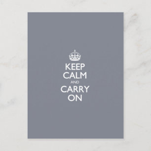 Keep Calm and Carry On。濃いグレーパターン ポストカード