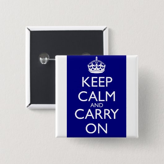 Keep Calm and Carry On: 濃紺 缶バッジ (正面&裏面)