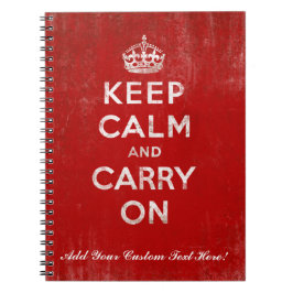 Keep Calm and Carry On、赤と白ヴィンテージ ノートブック