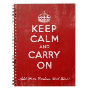 Keep Calm and Carry On、赤と白ヴィンテージ ノートブック