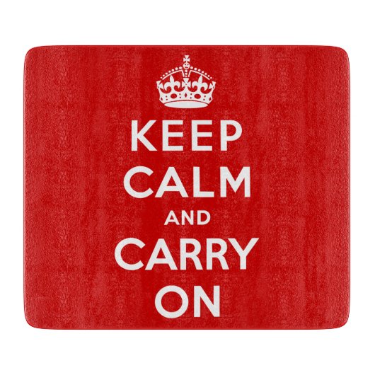 Keep Calm and Carry On(赤デザイン) カッティングボード (正面)