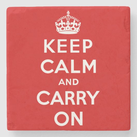 Keep Calm and Carry On(赤デザイン) ストーンコースター (正面)
