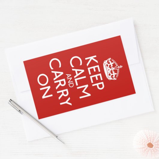 Keep Calm and Carry On 長方形シール (封筒)