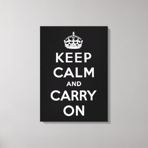 Keep Calm and Carry On(黒いデザイン) キャンバスプリント