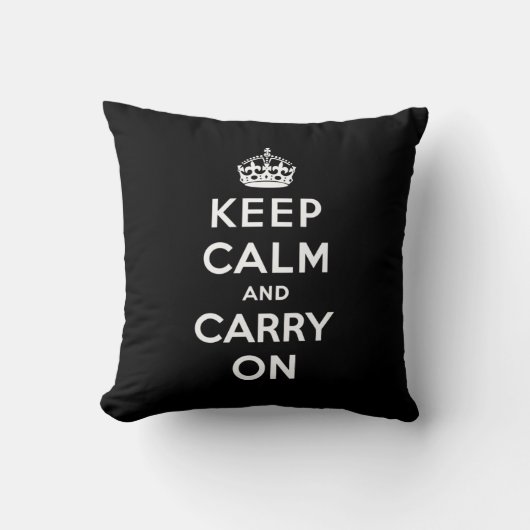 Keep Calm and Carry On(黒いデザイン) クッション (正面)