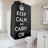 Keep Calm and Carry On(黒いデザイン) シャワーカーテン (インサイチュ)