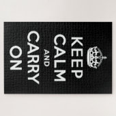Keep Calm and Carry On(黒いデザイン) ジグソーパズル (横)