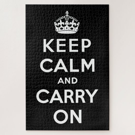 Keep Calm and Carry On(黒いデザイン) ジグソーパズル (縦)