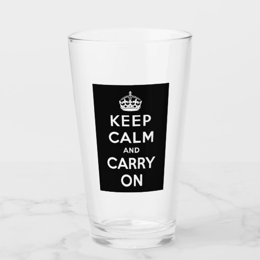 Keep Calm and Carry On(黒いデザイン) タンブラーグラス (正面)
