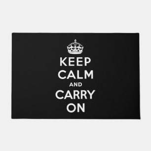 Keep Calm and Carry On(黒いデザイン) ドアマット