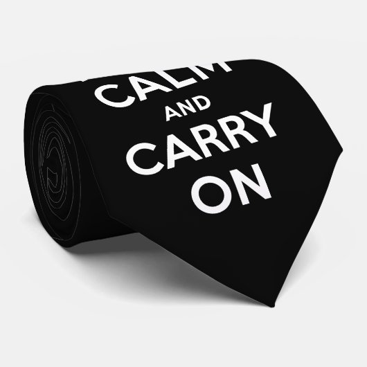 Keep Calm and Carry On(黒いデザイン) ネクタイ (ロール)