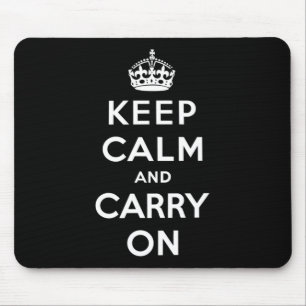 Keep Calm and Carry On(黒いデザイン) マウスパッド