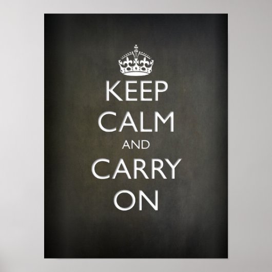 Keep Calm and Carry On（黒石） ポスター (正面)