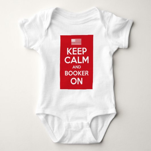 KEEP CALM AND CARRY ON, CORY BOOKER, DEMOCRATIC ベビーボディスーツ (正面)