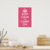 Keep Calm and Carry On Dark Pink Print ポスター (キッチン)
